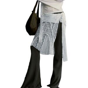 White Lace Asymmetrical Wrap Overlay Skirt Gothic Fairy Grunge Harajuku Size M